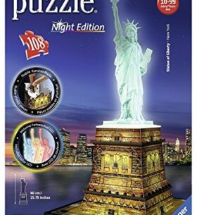 Ravensburger – Puzzle 3D 108 pièces – Statue de la Liberté – Edition nocture