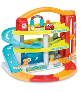 Smoby Toys, 120401, Vroom Planet, Grand Garage, Multi-Activités, + Mini Bolide et 4 Pistes à Assembler