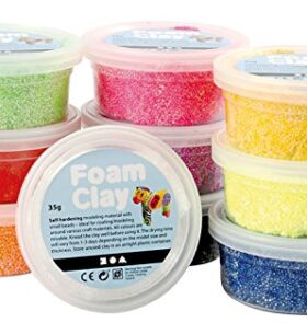 Créer de l&rsquo;artisanat en mousse de mousse 100263 Masse à pétrissage séchée à l&rsquo;air pour enfants et adultes, poids 35g, tri, 10 pièces