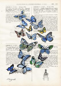 Papillons virgule 1 scaled 1 Tableau sur vieux livre "Virgule de papillons"