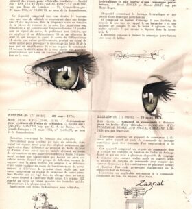 Dessin à l'encre de chine et aquarelles sur page de vieux recueil de brevet. Tableau unique fait main